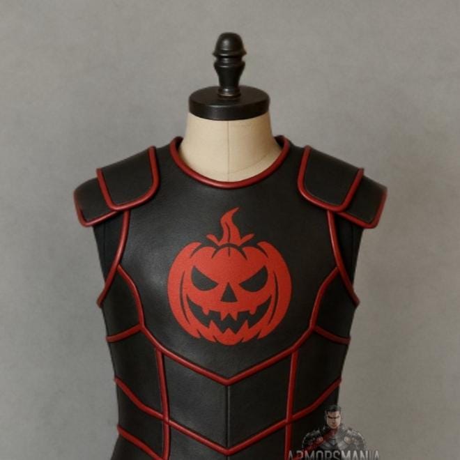 Handcrafted Pumpkin Halloween Leather Armor Vest, Horror Cosplay Costume, Medieval Fantasy Warrior Gear Outfit