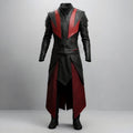 Handcrafted Crimson Reaper Black Red Leather Gothic Armor Coat Cosplay Costume LARP Outfit Set