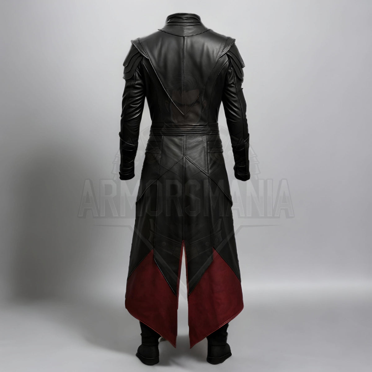 Handcrafted Crimson Reaper Black Red Leather Gothic Armor Coat Cosplay Costume LARP Outfit Set