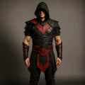 Handcrafted Crimson Shadow Assassin Black Red Leather Armor Cosplay LARP Warrior Costume Outfit Set