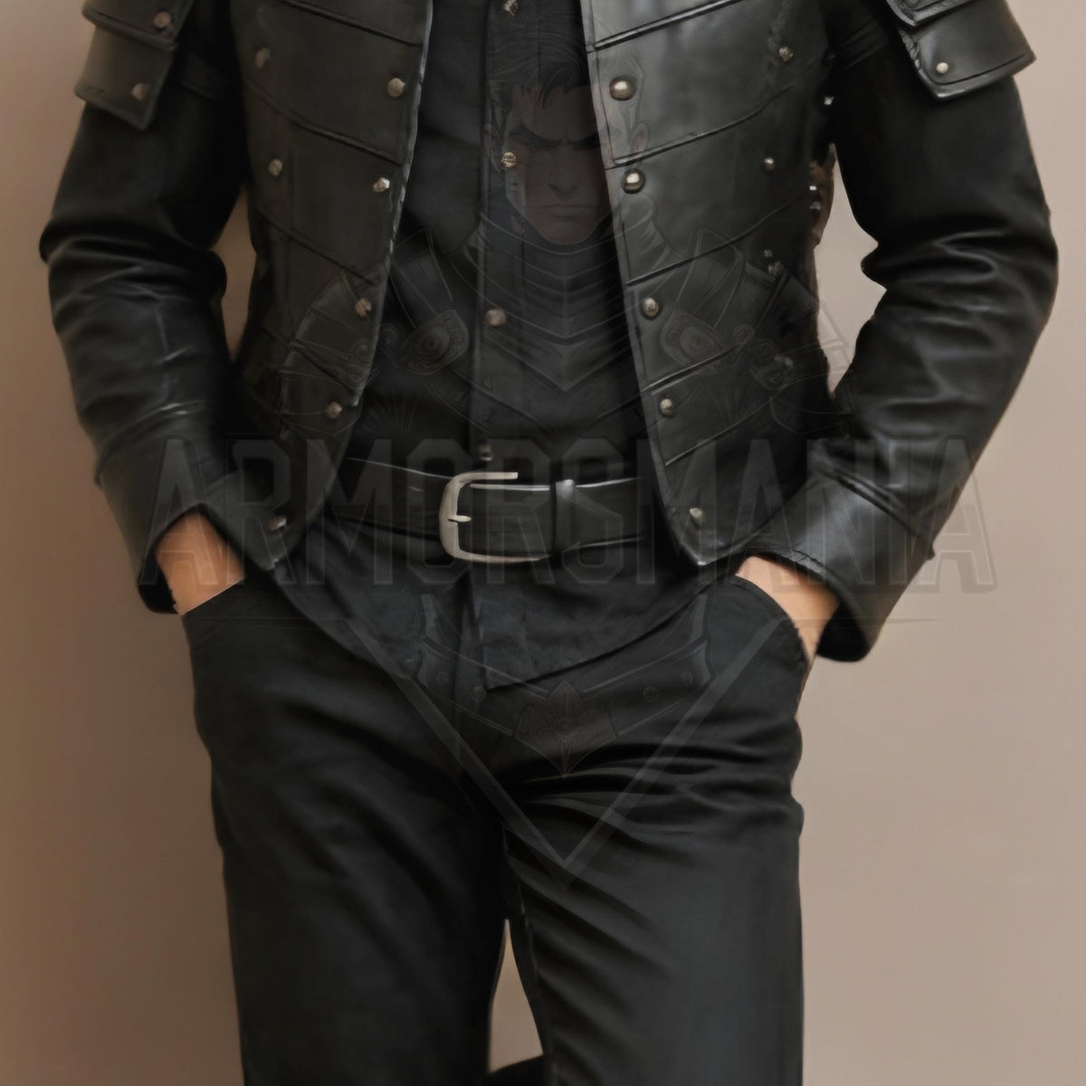 Handcrafted Dark Knight Leather Armor Jacket for Men LARP Cosplay Medieval Fantasy Costume