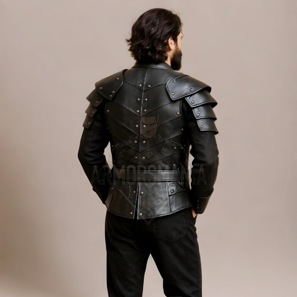Handcrafted Dark Knight Leather Armor Jacket for Men LARP Cosplay Medieval Fantasy Costume