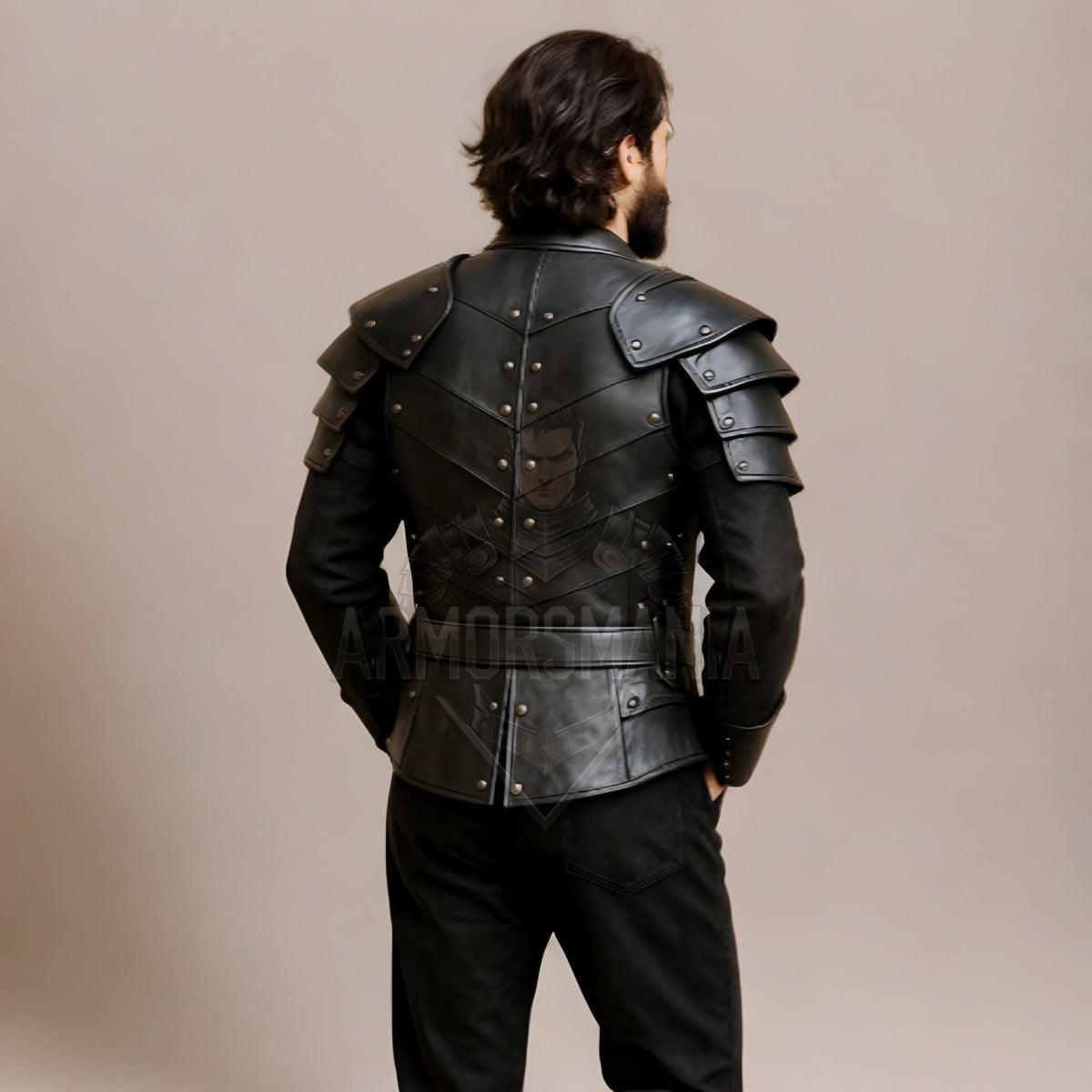 Handcrafted Dark Knight Leather Armor Jacket for Men LARP Cosplay Medieval Fantasy Costume