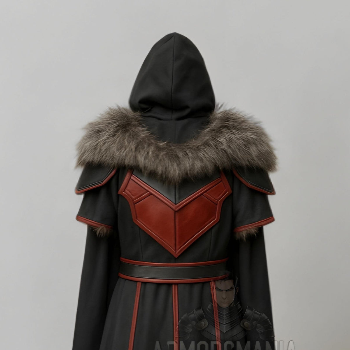 Handcrafted Crimson Shadow Leather Armor Hooded Cloak for Men LARP Cosplay Medieval Fantasy Costume