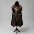 Handcrafted Crimson Shadow Leather Armor Hooded Cloak for Men LARP Cosplay Medieval Fantasy Costume