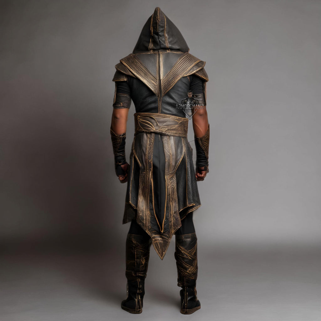Handcrafted Desert Phantom Assassin Brown Leather Armor Cosplay LARP Warrior Costume Outfit Set