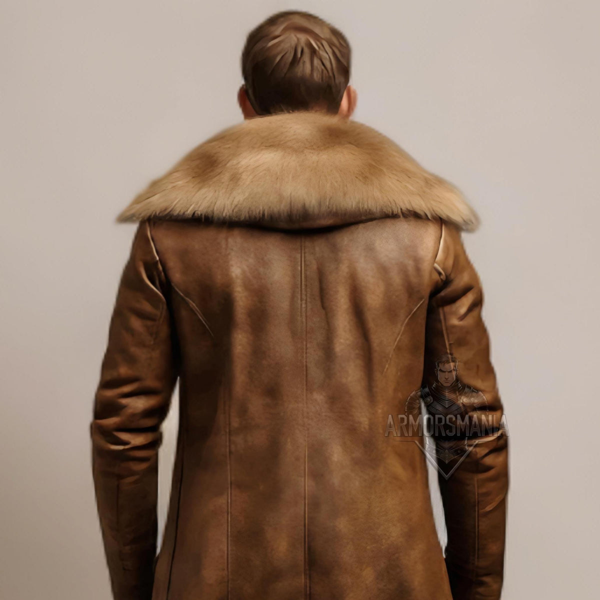 Handcrafted Nordic Warlord Fur Leather Coat, Viking Medieval Warrior Long Jacket LARP Cosplay Outfit