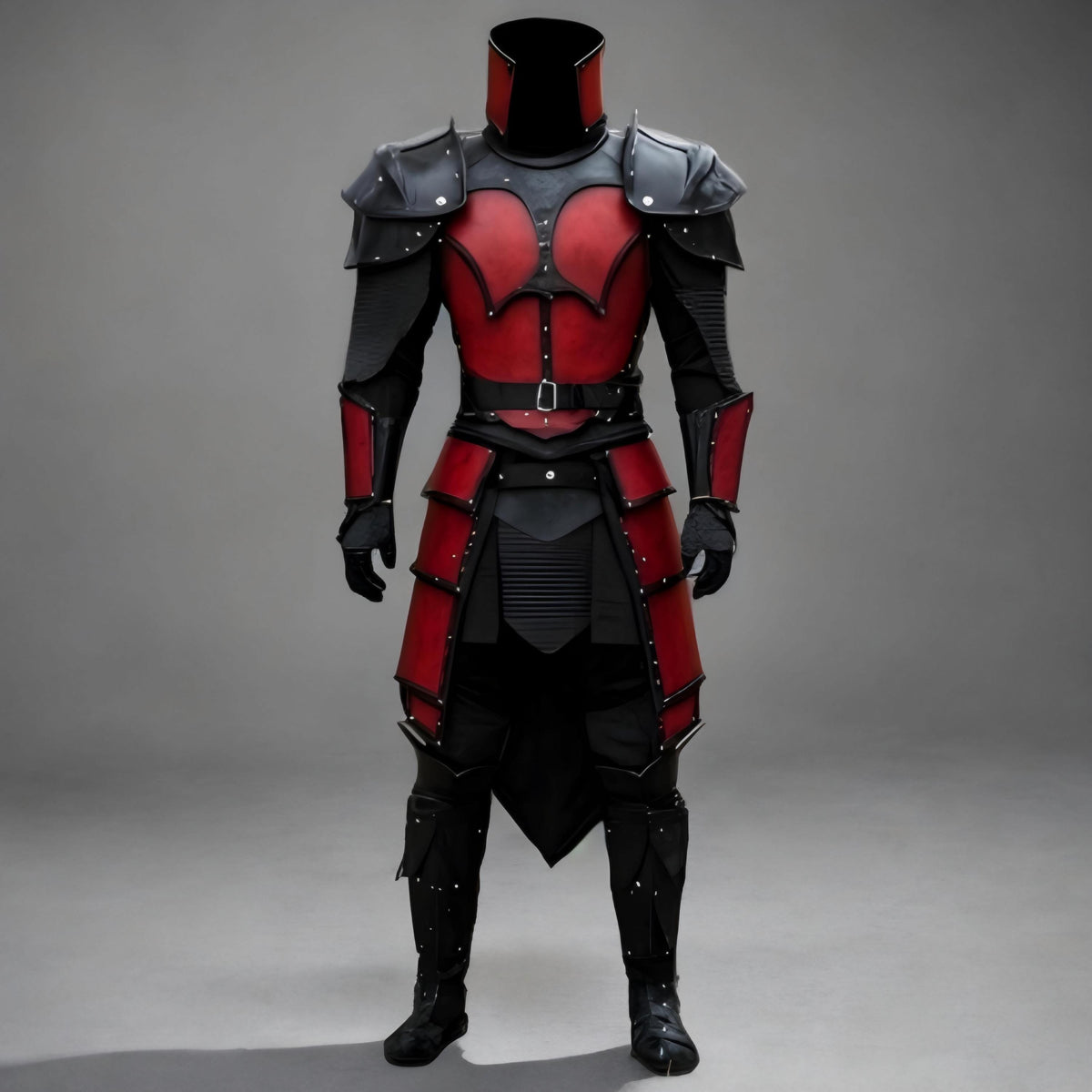 Handcrafted Crimson Knight Leather Armor, Medieval Fantasy Warrior Battle Suit LARP Cosplay Costume Set