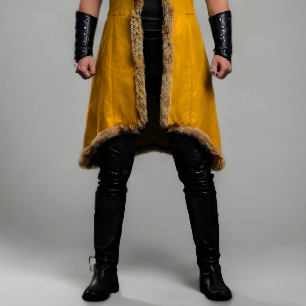 Handcrafted Viking Shieldmaiden Fur Leather Coat Norse Warrior Costume Womens Medieval Outfit Armor LARP