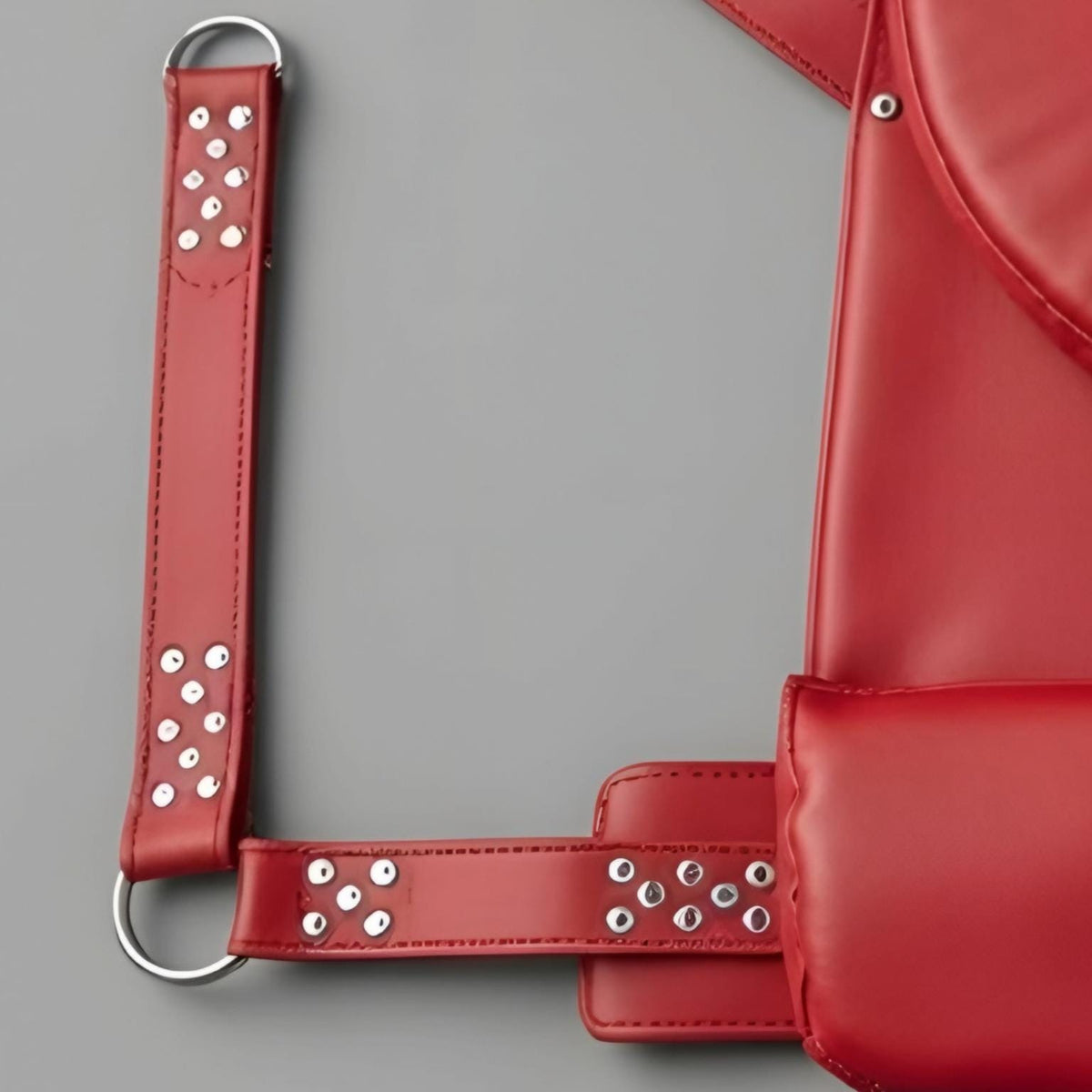 Handcrafted Red Leather Suspension Swing Sling for Couples Play Furniture