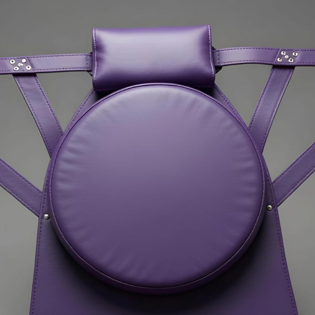 Handcrafted Purple Leather Suspension Swing Sling for Couples Play Adult Furniture
