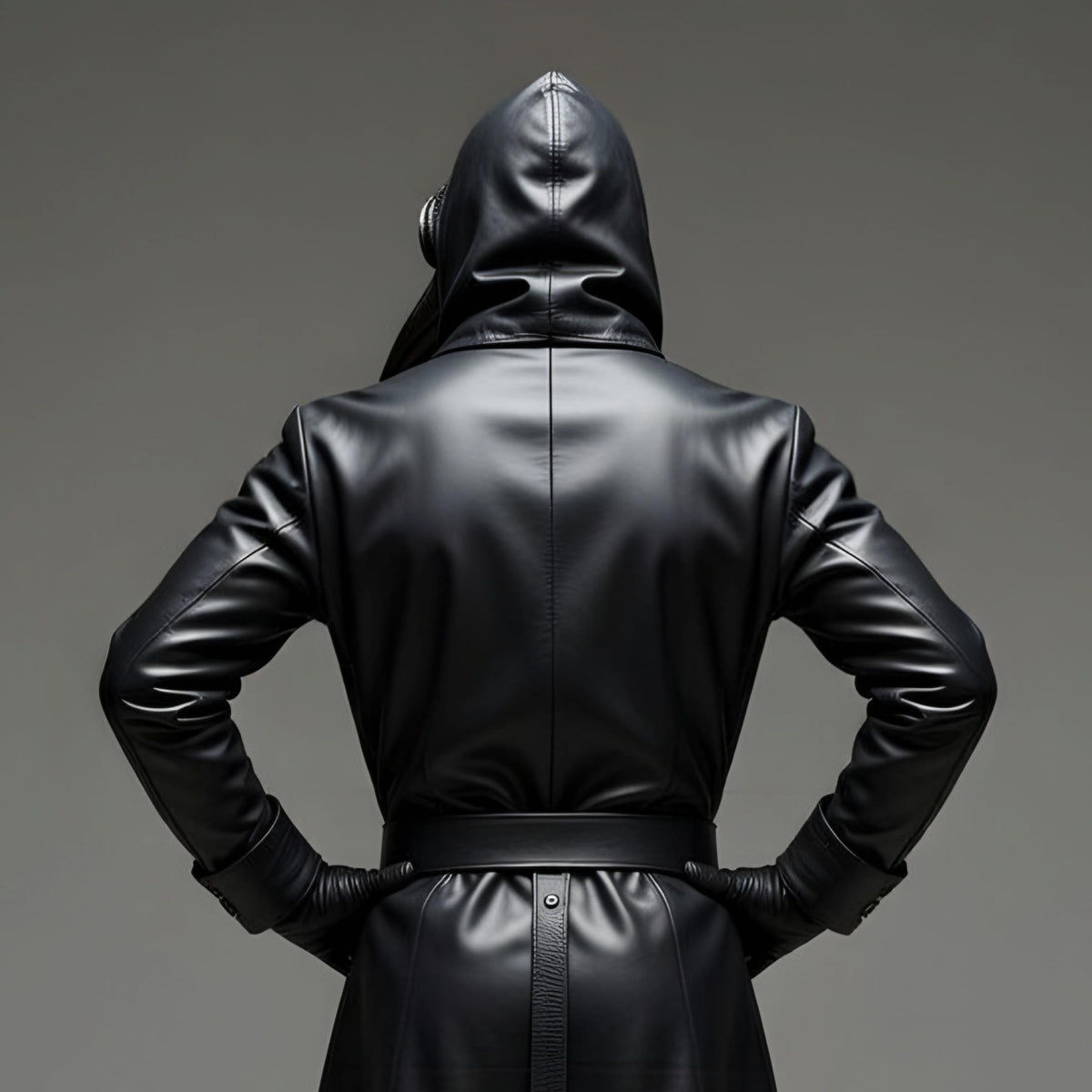 Doctor Plague Shadow Reaper Hooded Leather Trench Coat Gothic Cosplay Costume Outfit