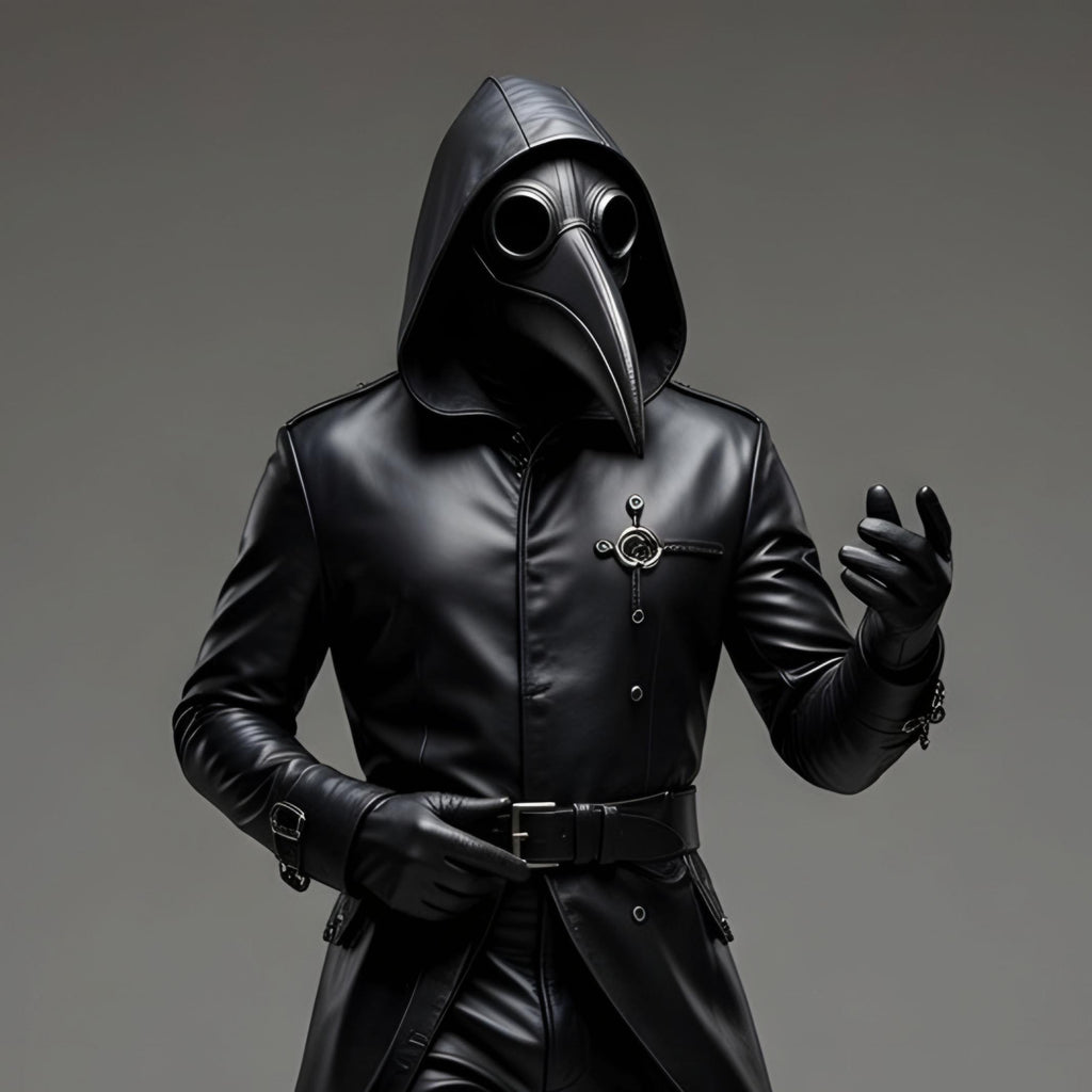 Doctor Plague Shadow Reaper Hooded Leather Trench Coat Gothic Cosplay Costume Outfit