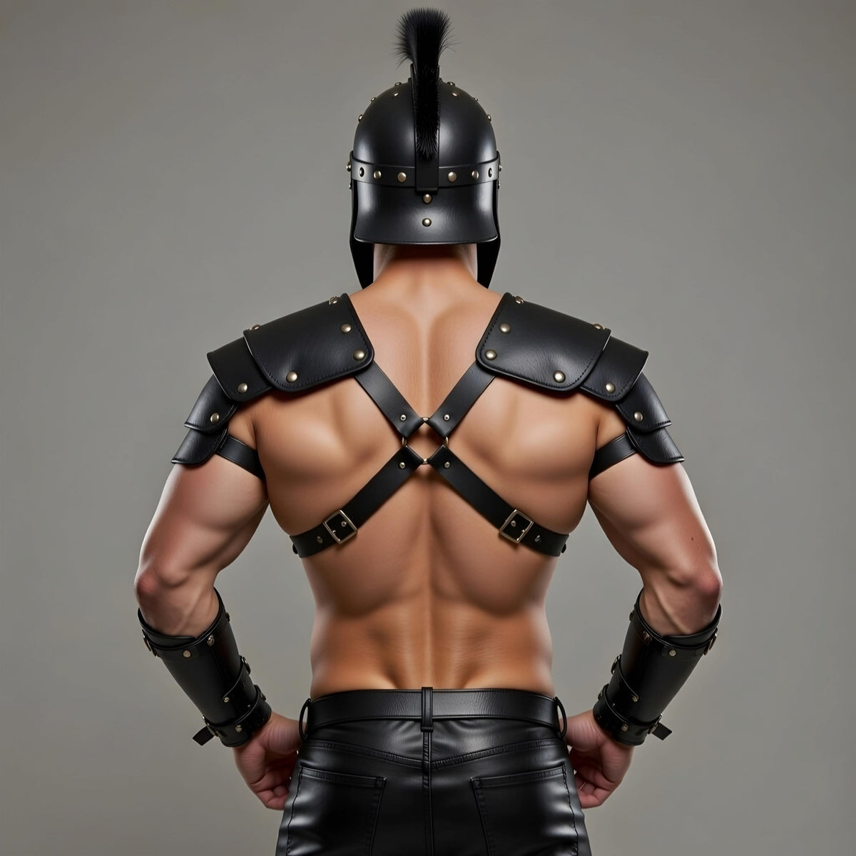 Handcrafted Shadow Gladiator Leather Armor Harness Set for Men LARP Cosplay Costume