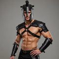 Handcrafted Shadow Gladiator Leather Armor Harness Set for Men LARP Cosplay Costume