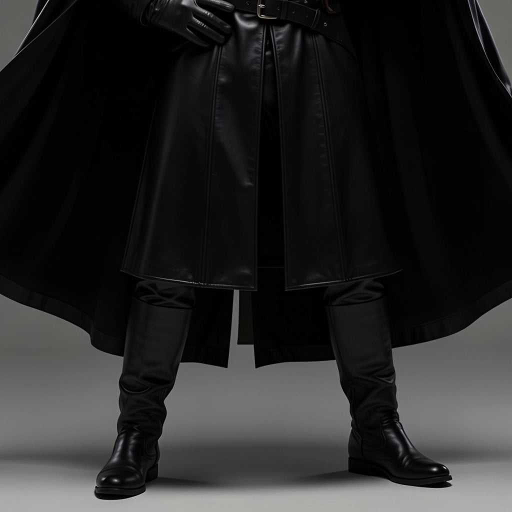 Handcrafted Dark Crusader Hooded Leather Cloak Gothic Medieval Knight Cosplay Armor Costume