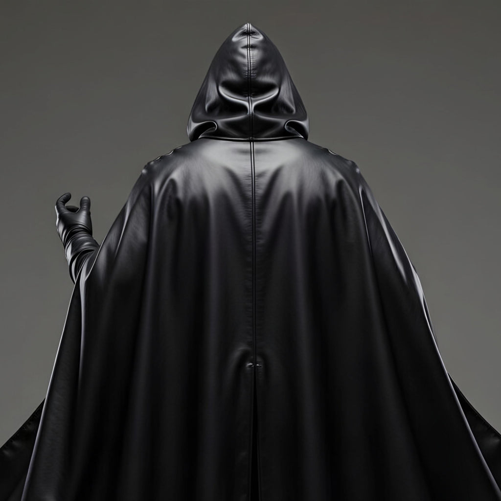 Handcrafted Dark Crusader Hooded Leather Cloak Gothic Medieval Knight Cosplay Armor Costume
