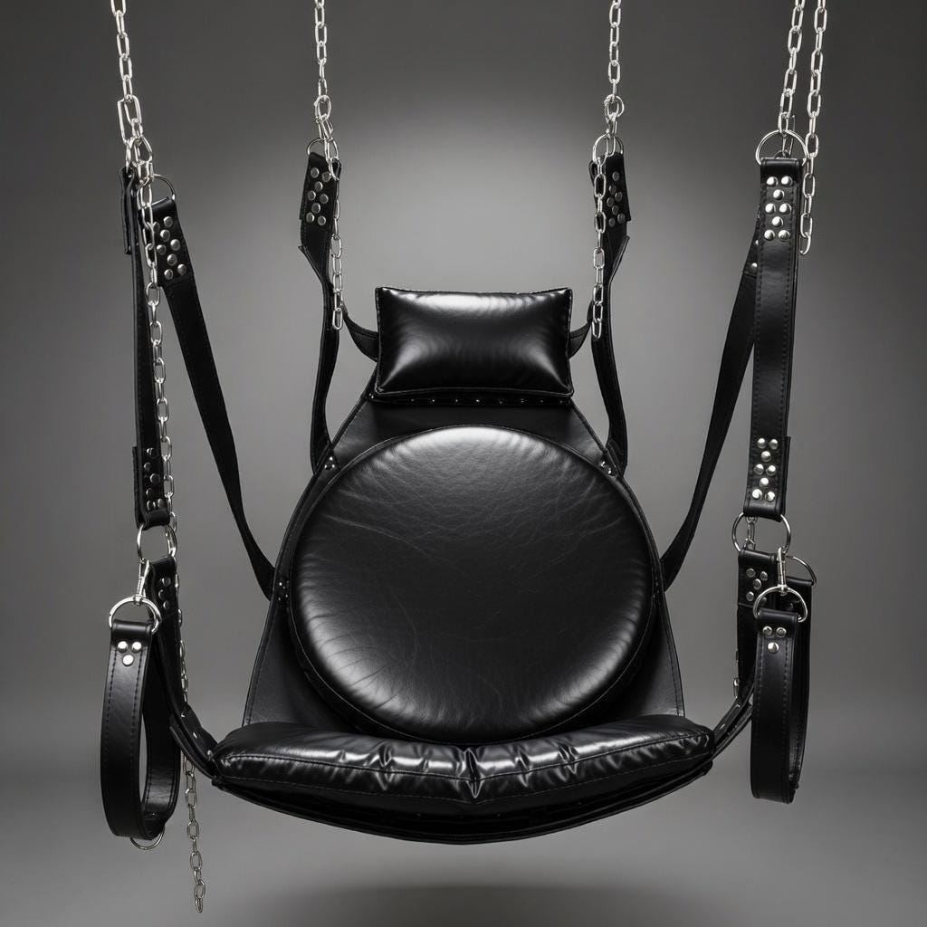 Luxury Leather Suspension Swing Black Sling for Couples Play Adult Furniture
