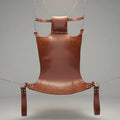 Tan Leather Suspension Swing Brown Sling for Couples Play Adult Furniture