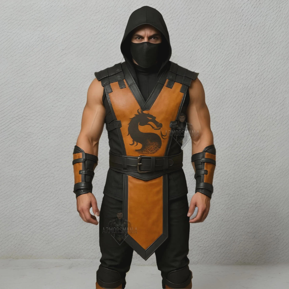 Handcrafted Dragon Ninja Leather Armor Costume Hooded Masked Warrior Cosplay Outfit Halloween LARP Gear