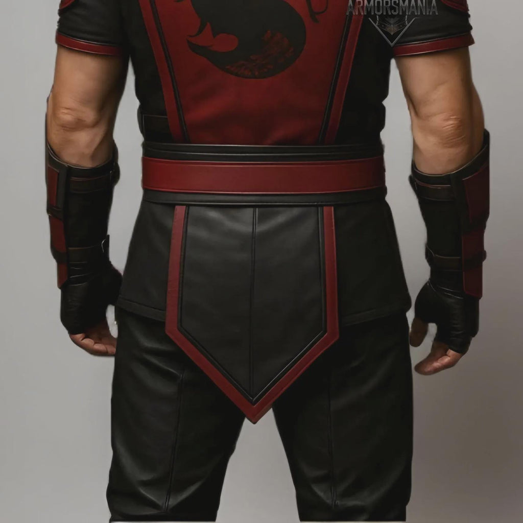 Handcrafted Crimson Dragon Ninja Leather Armor Hooded Masked Warrior Cosplay Costume LARP Outfit Gear
