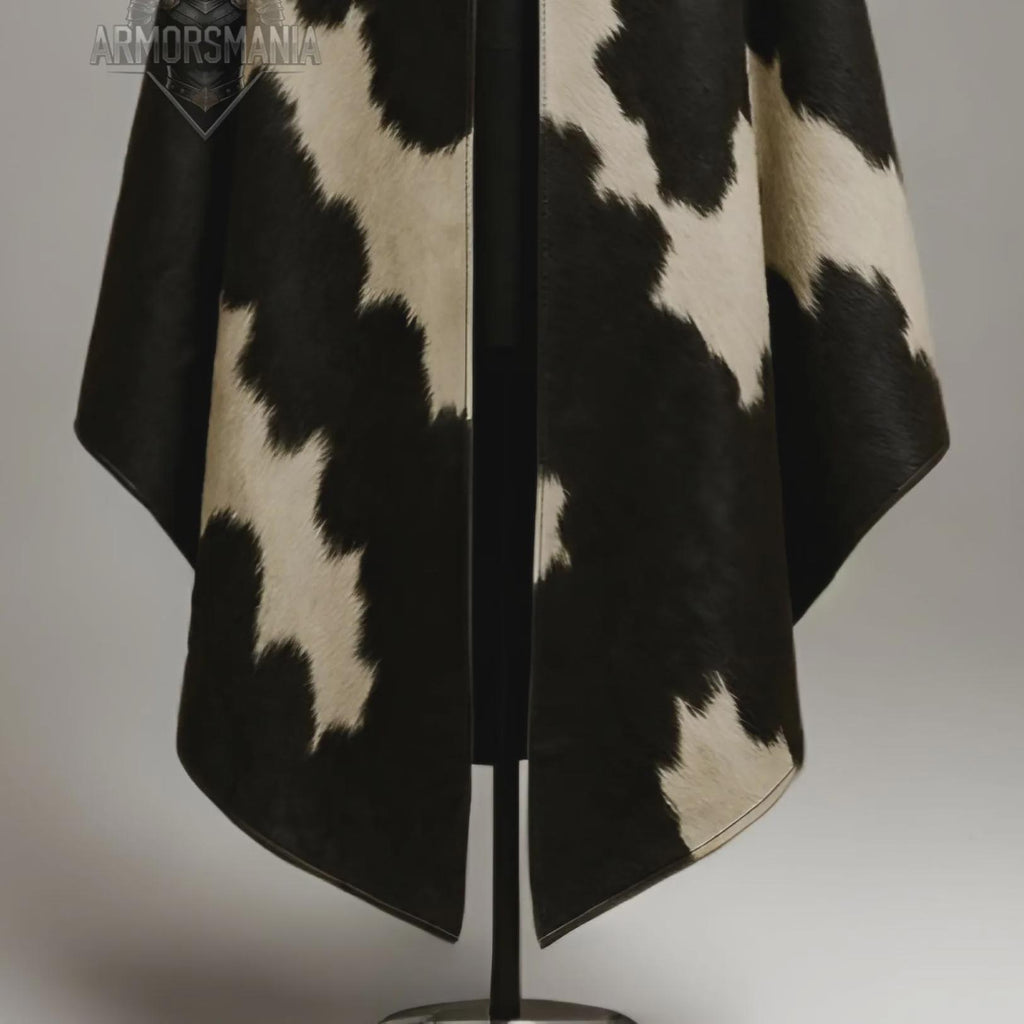 Handcrafted Cowhide Hooded Cloak Leather Cape Medieval Viking LARP Cosplay Mantle Custom Fit Unisex