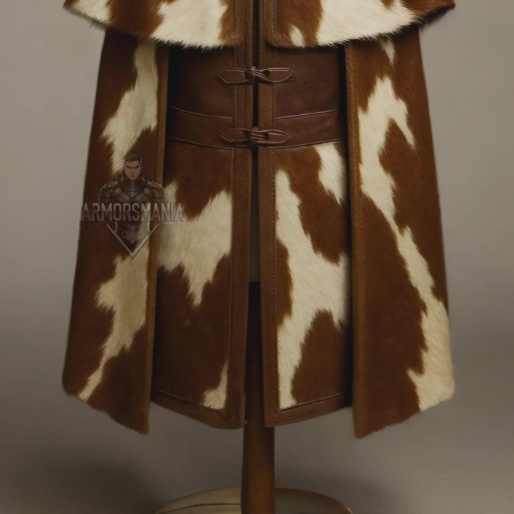 Handcrafted Viking Cowhide Leather Cape Medieval Warrior Cloak Nordic LARP Costume Cosplay Outfit
