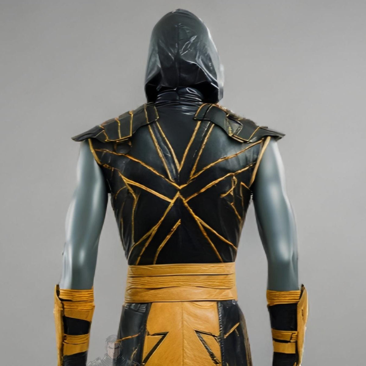 Handcrafted Scorpion Themed Yellow Black Ninja Cosplay Costume Hooded Leather Armor Set Outfit Custom