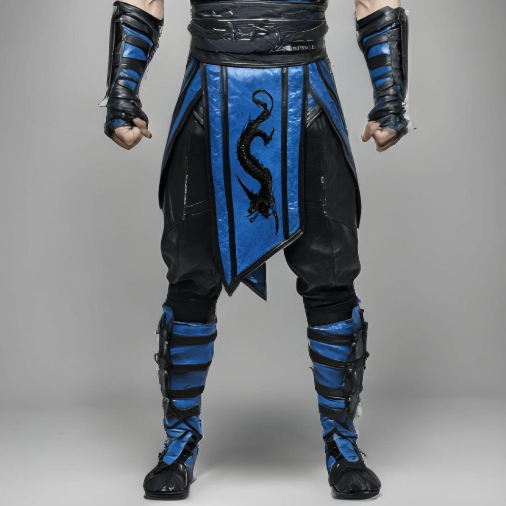 Handcrafted Frost Dragon Themed Blue Black Ninja Cosplay Costume Hooded Armor Outfit Custom Set