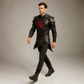 Handcrafted Dragon Emblem Dark Warrior Leather Armor Costume, Fantasy Combat Cosplay Outfit Men LARP
