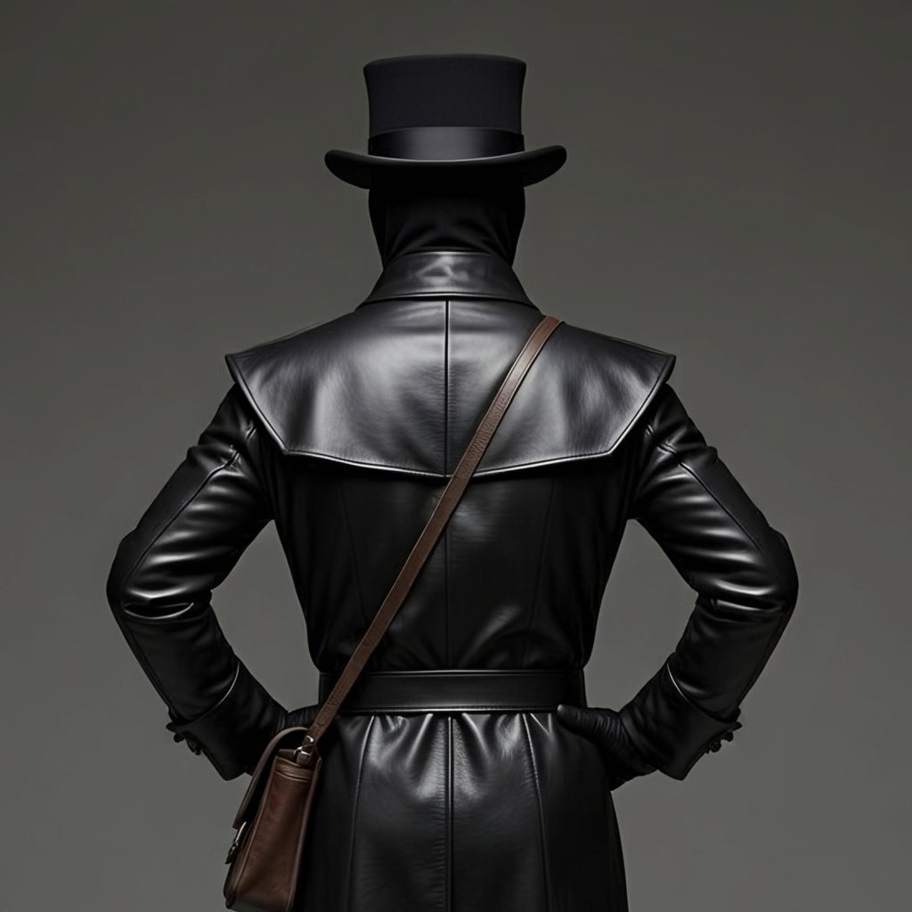 Handmade Doctor Plague Genuine Black Leather Trench Coat Cosplay Costume with Pant