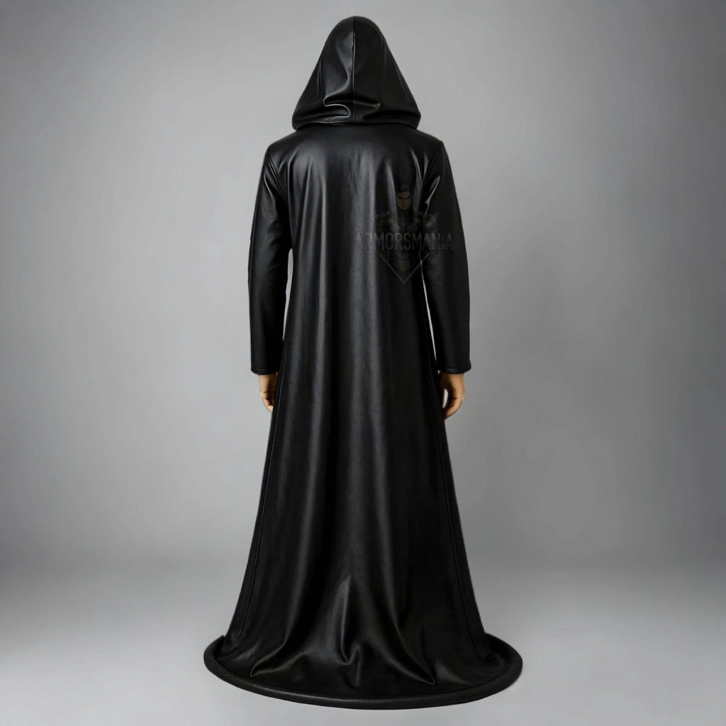 Handcrafted Vampire Gothic Hooded Leather Cloak, Medieval Cosplay Costume, Halloween Fantasy Robe Unisex Custom