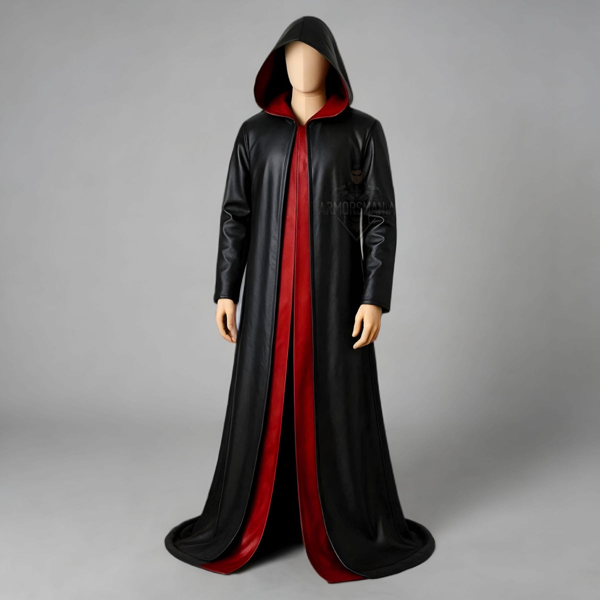Handcrafted Vampire Gothic Hooded Leather Cloak, Medieval Cosplay Costume, Halloween Fantasy Robe Unisex Custom