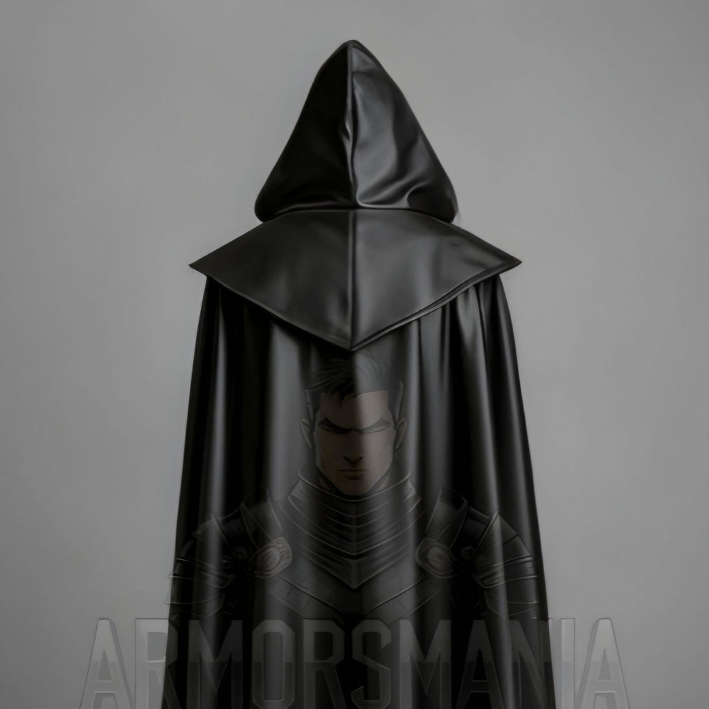 Handcrafted Royal Vampire Hooded Leather Cloak, Gothic Halloween Cosplay Cape, Medieval Fantasy Costume Unisex