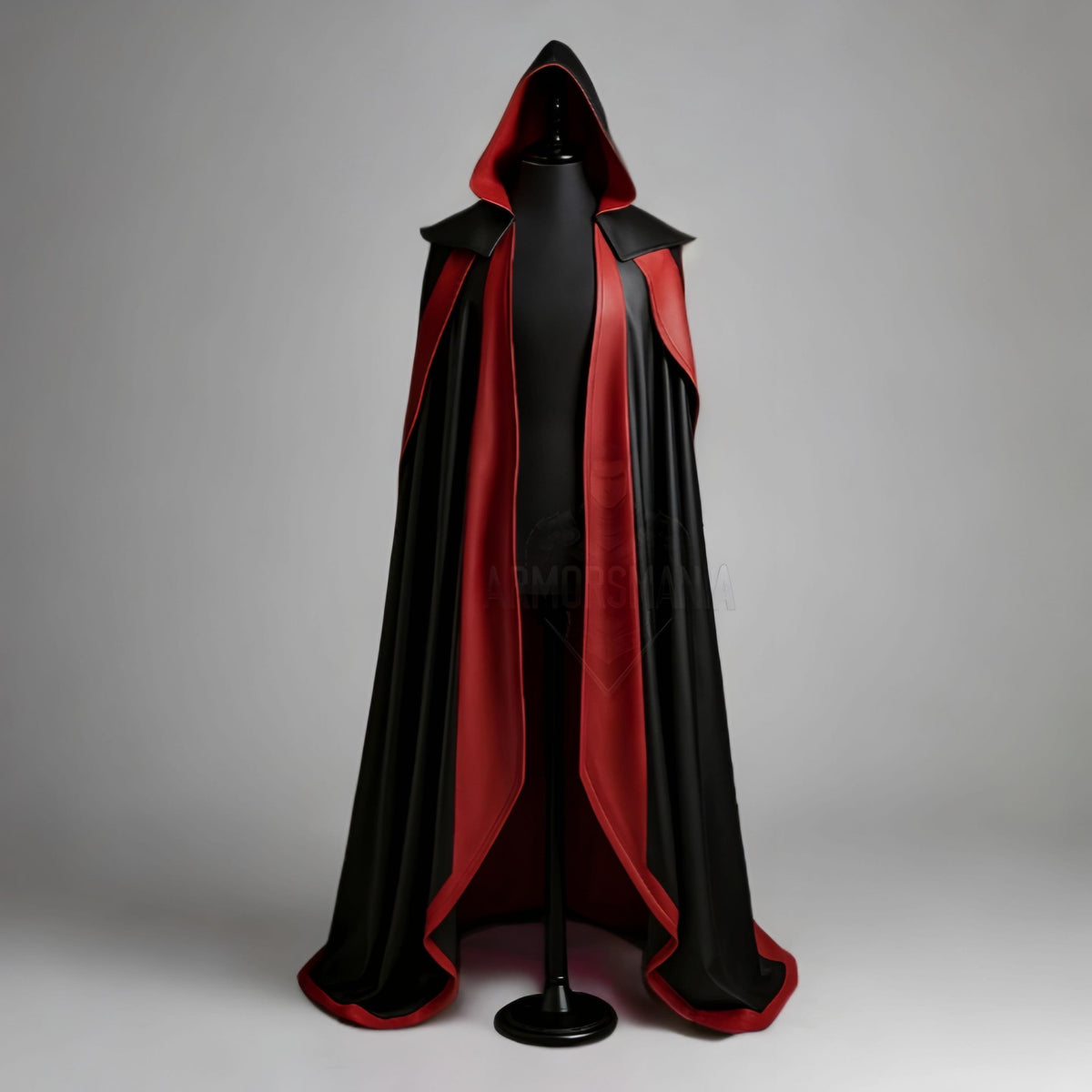 Handcrafted Royal Vampire Hooded Leather Cloak, Gothic Halloween Cosplay Cape, Medieval Fantasy Costume Unisex