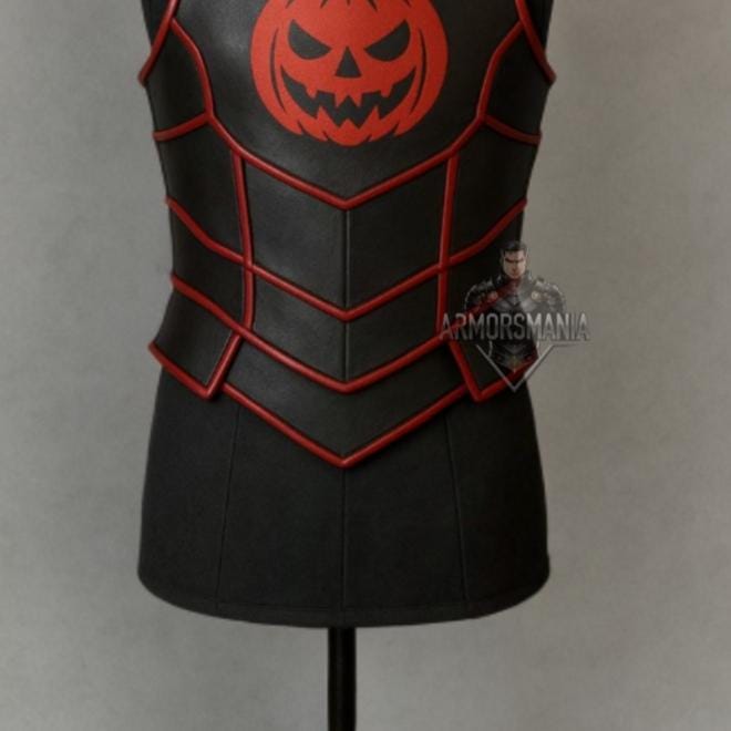 Handcrafted Pumpkin Halloween Leather Armor Vest, Horror Cosplay Costume, Medieval Fantasy Warrior Gear Outfit