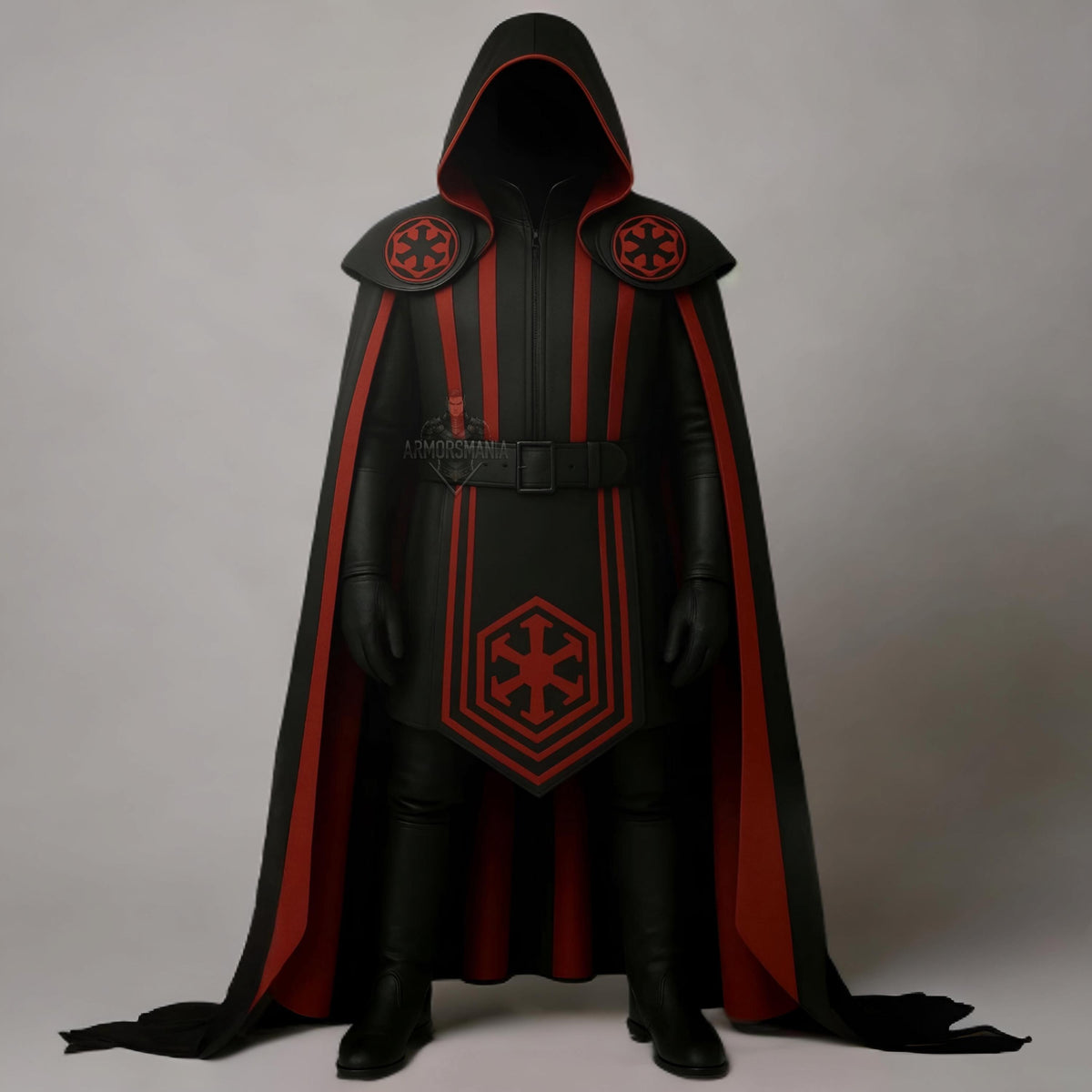 Handcrafted Dark Empire Hooded Leather Cloak, Sith Inspired Cosplay Costume, Fantasy Warrior Cape Unisex