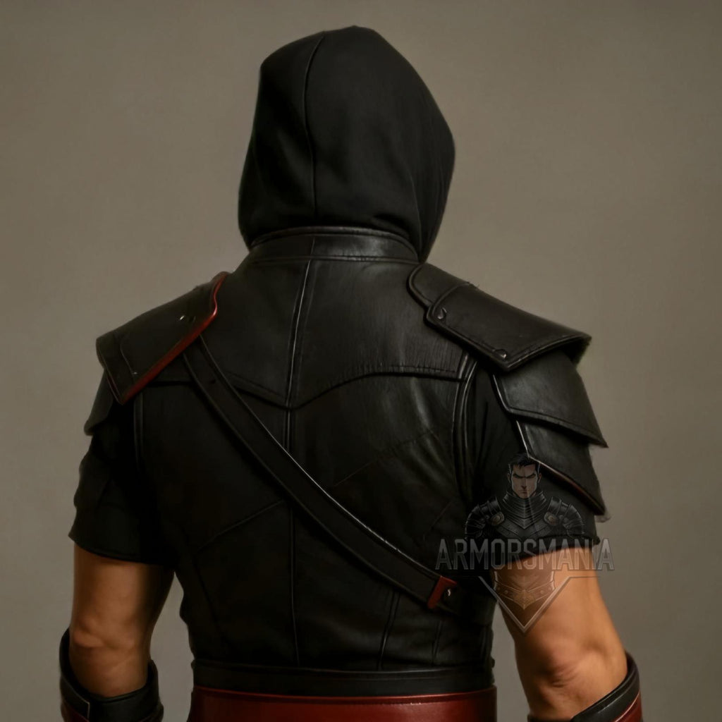 Handcrafted Crimson Shadow Assassin Black Red Leather Armor Cosplay LARP Warrior Costume Outfit Set