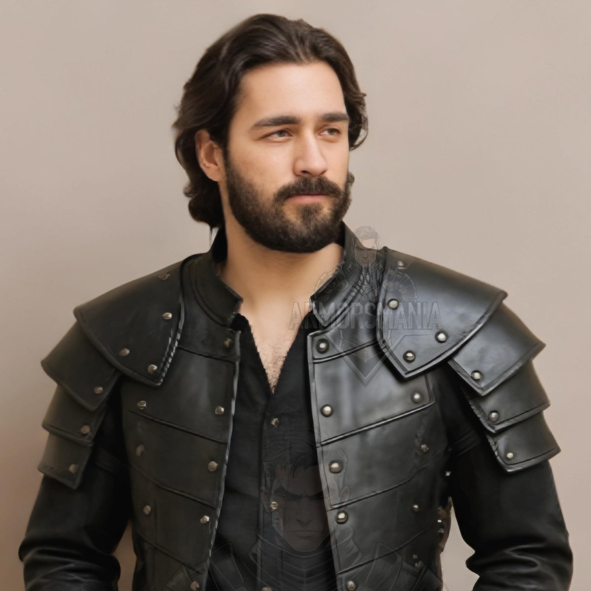 Handcrafted Dark Knight Leather Armor Jacket for Men LARP Cosplay Medieval Fantasy Costume
