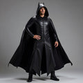 Handmade Batman Men's Black Leather Hooded Cape Cosplay Costume Dark Knight Superhero Gothic Outfit