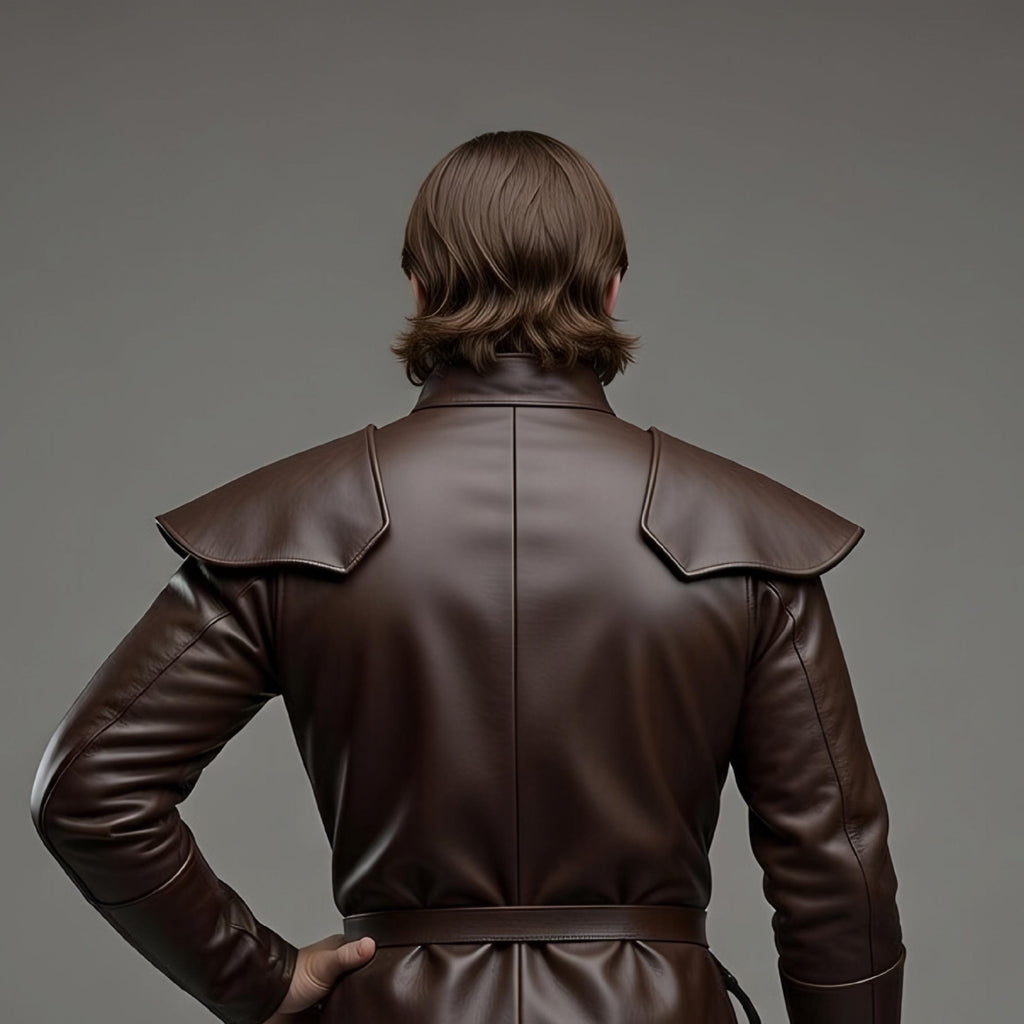 Handmade Men's Brown Leather Fantasy Medieval Knight Tunic Coat Renaissance Cosplay Costume LARP Outfit