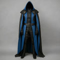 Handcrafted Azure Phantom Shadow Black Blue Leather Cloak Armor Cosplay LARP Warrior Outfit Set