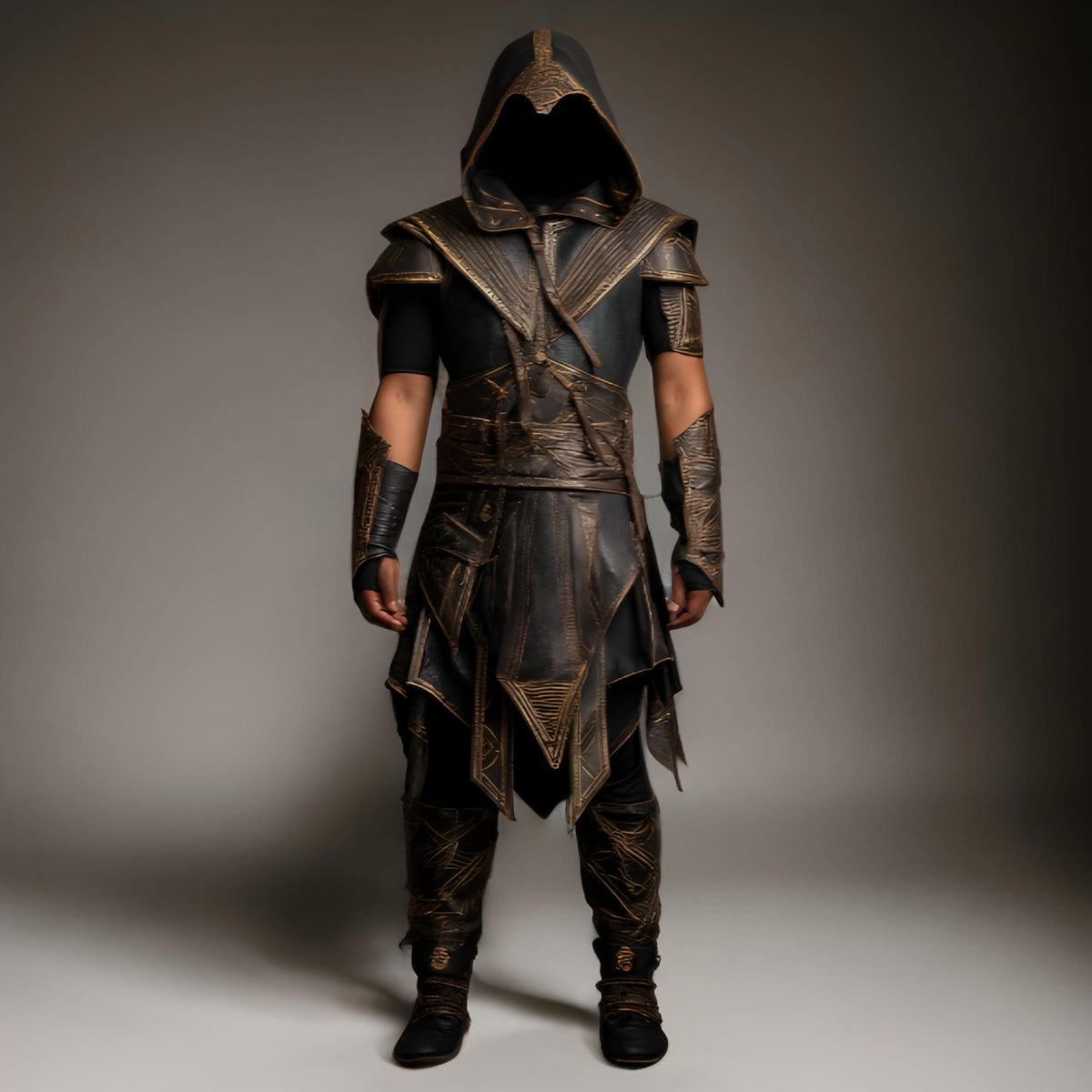 Handcrafted Desert Phantom Assassin Brown Leather Armor Cosplay LARP Warrior Costume Outfit Set