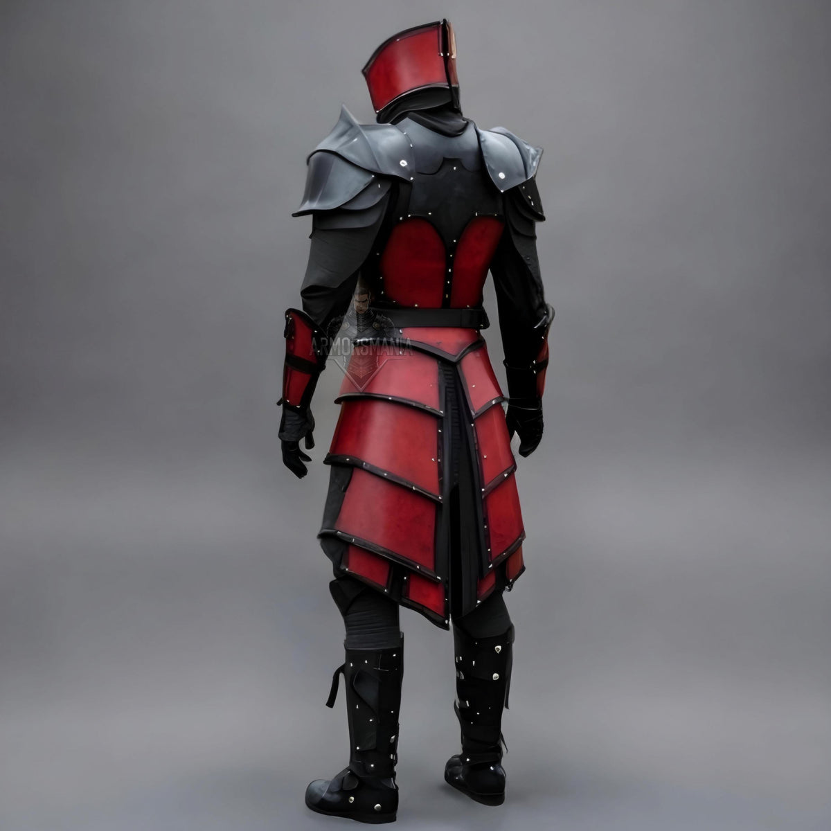 Handcrafted Crimson Knight Leather Armor, Medieval Fantasy Warrior Battle Suit LARP Cosplay Costume Set