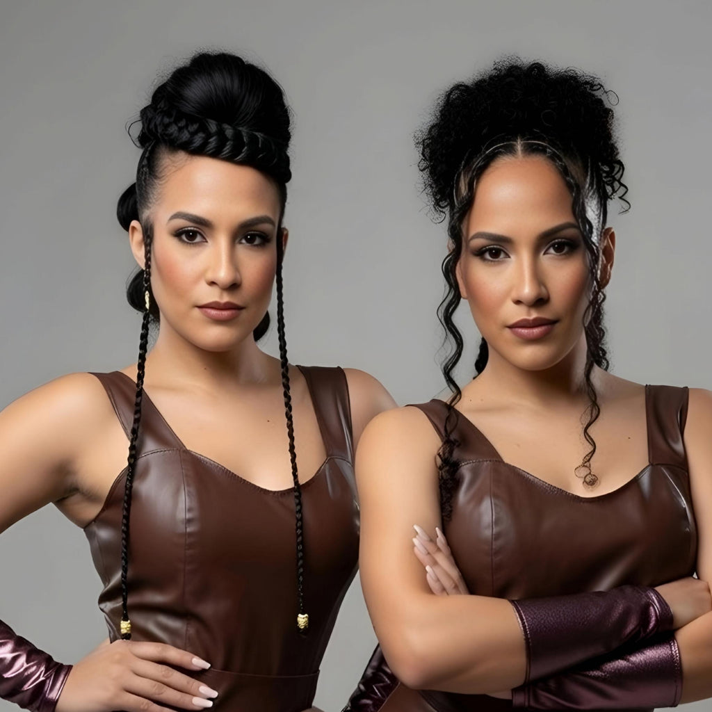 Handmade Brown Leather Mini Dress Set Women Matching Outfits Twin Sister Look Party Wear