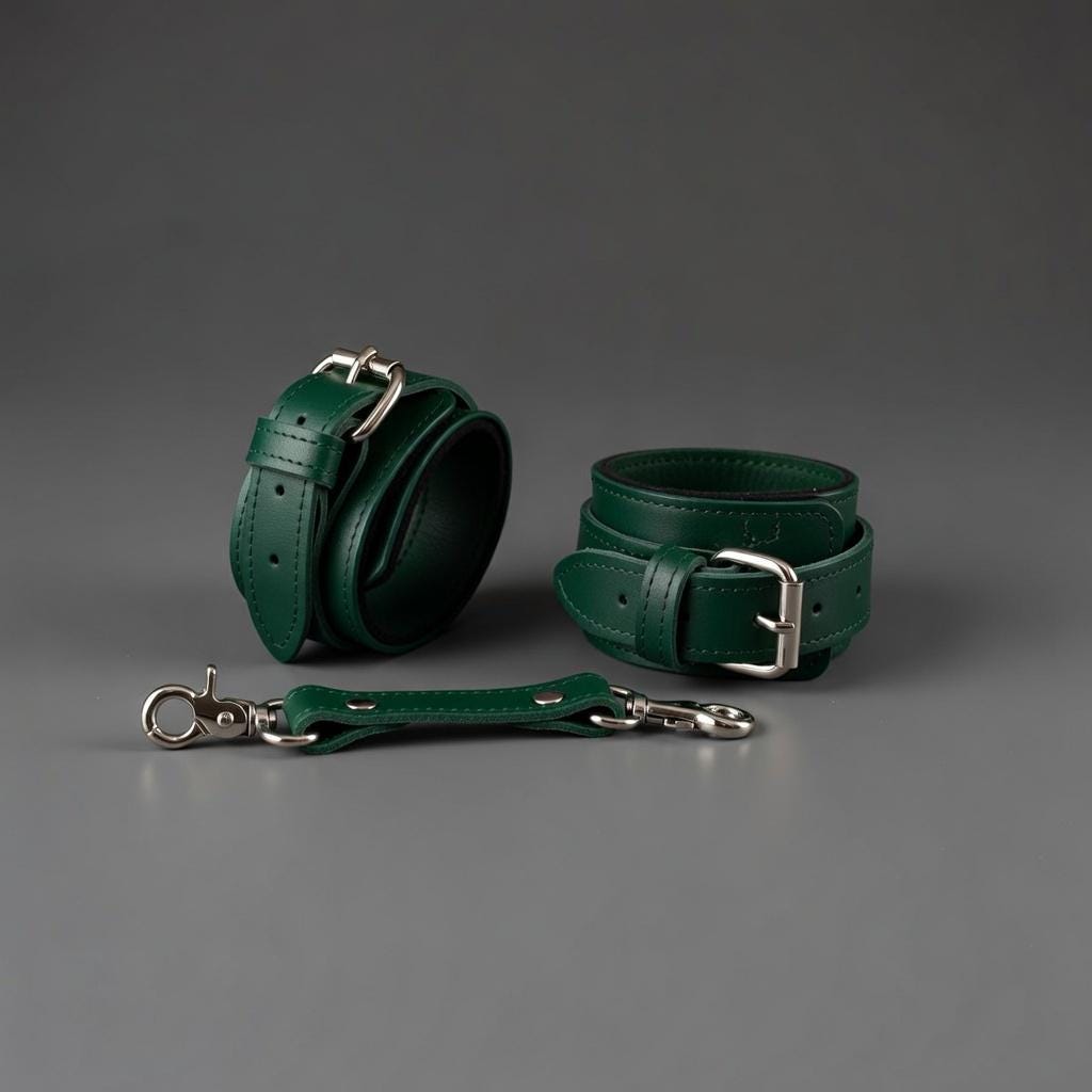 Emerald Enchantment Green Leather Restraint Starter Kit for Couples Heavy Duty Red Room Accessories
