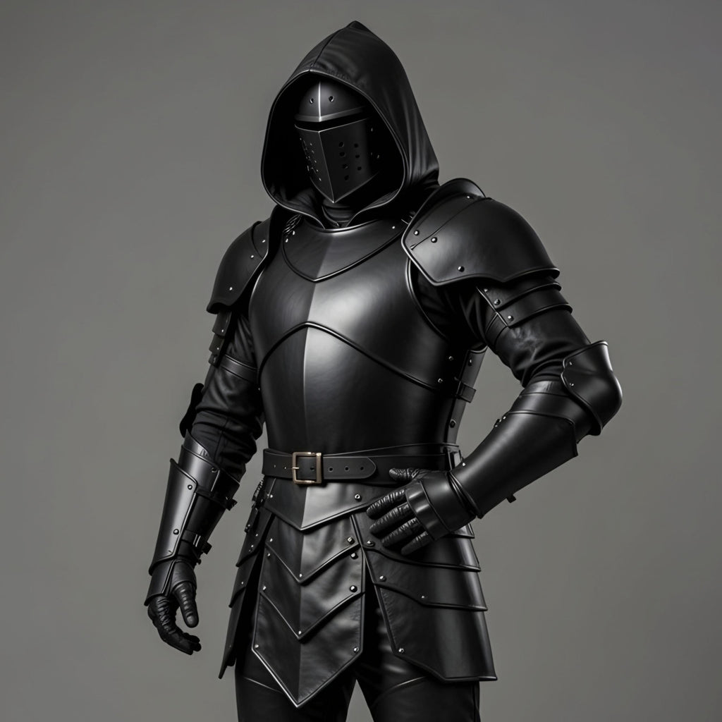 Dark Knight Hooded Leather Armor Full Set Medieval Cosplay LARP Halloween Gift