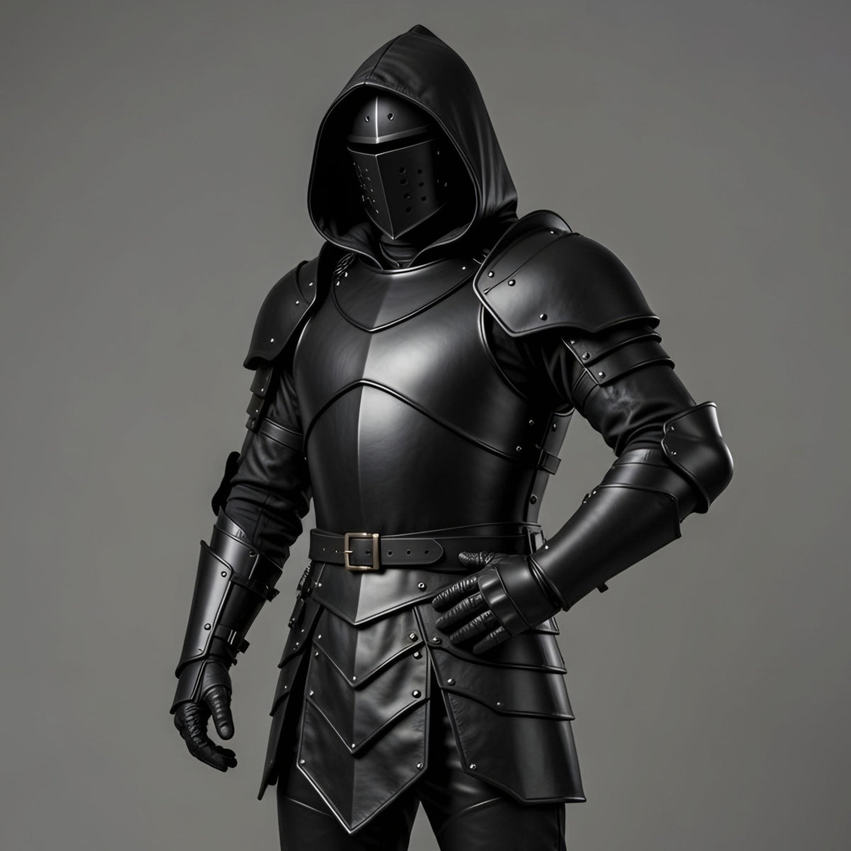 Dark Knight Hooded Leather Armor Full Set Medieval Cosplay LARP Halloween Gift