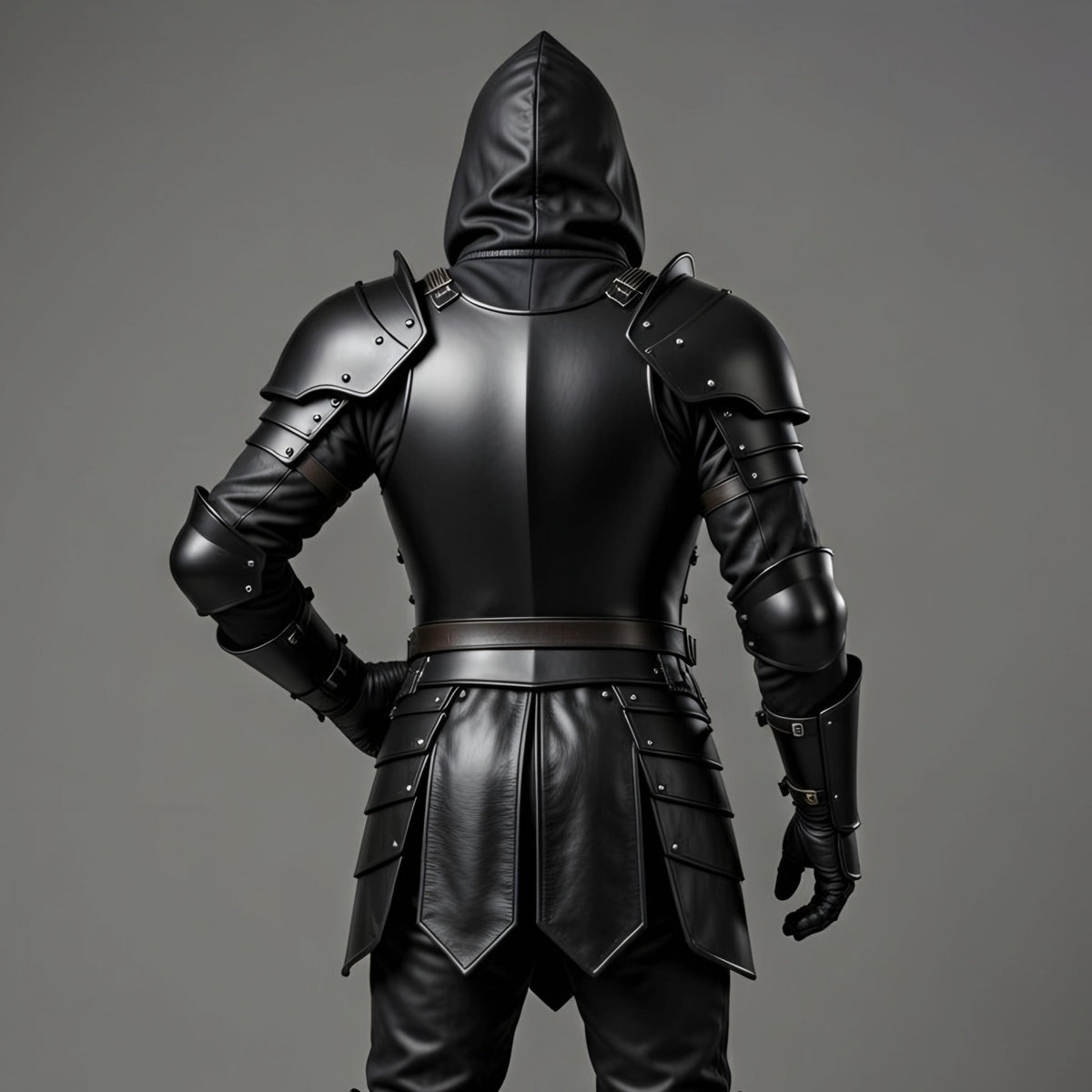 Dark Knight Hooded Leather Armor Full Set Medieval Cosplay LARP Halloween Gift