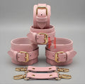 Pink Leather Cuffs Set Wrist Ankle Restraints Adjustable